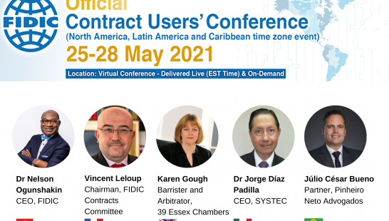 Primera Conferencia Oficial de Usuarios de Contratos FIDIC en línea, 25 – 28 de mayo de 2021