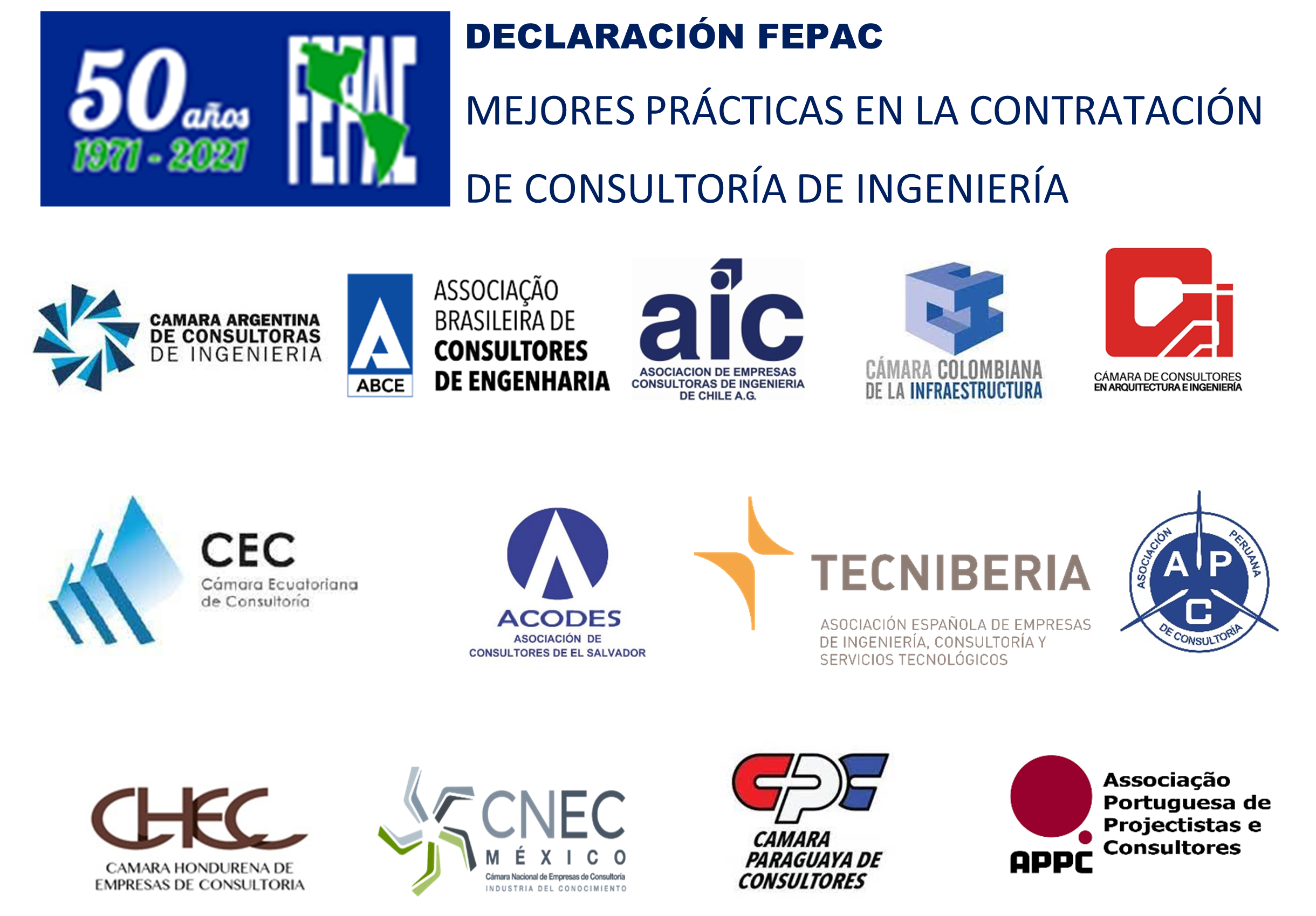 DECLARACIÓN FEPAC, septiembre 2021, MEJORES PRÁCTICAS EN LA CONTRATACIÓN DE CONSULTORÍA DE INGENIERÍA
